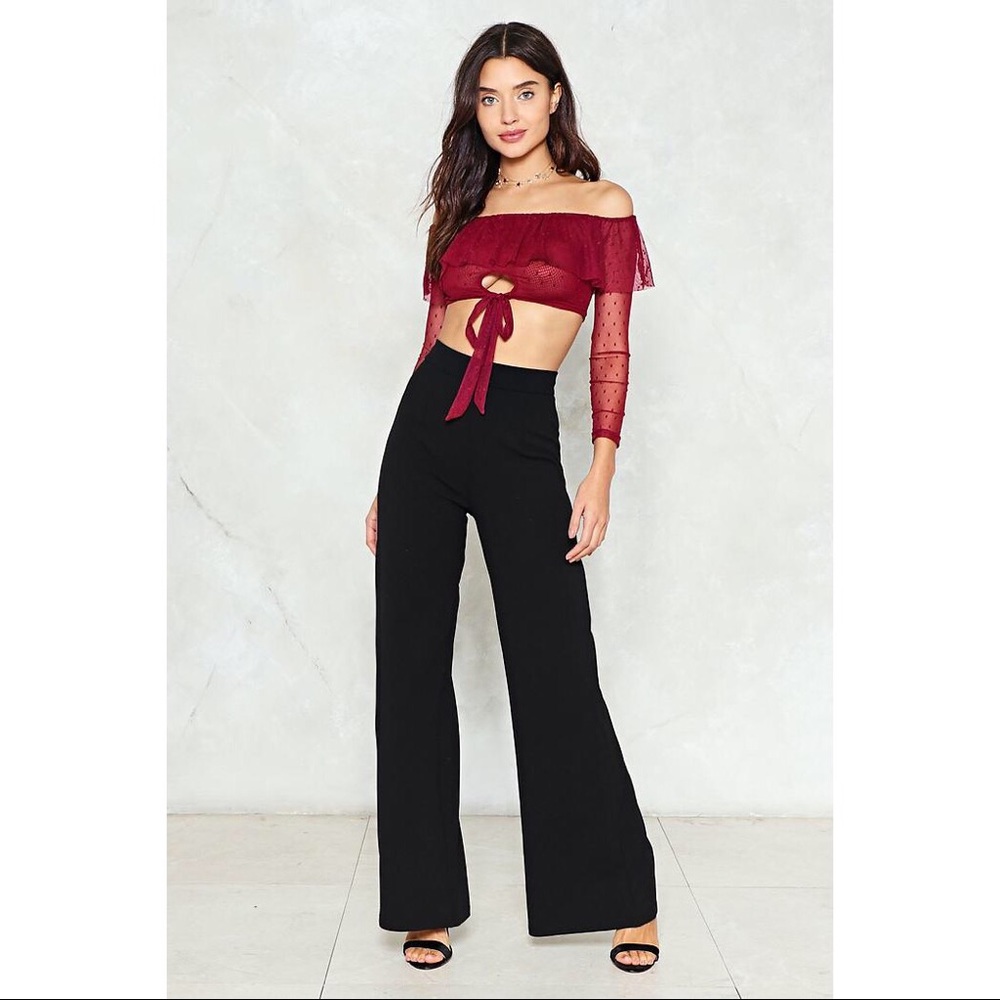 NWT Nasty Gal Black Wide-Leg High-Waisted Pants